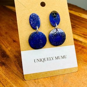 Purple/black circle earrings